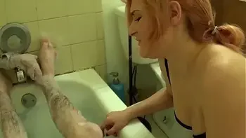step Sister Gives stepBrother A Handjob In The Bath