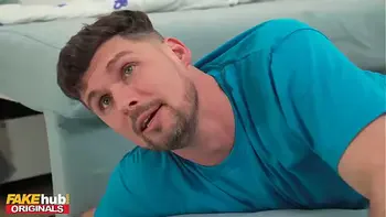 FAKEhub - Super cute 18 year old blonde teen pranks room mate and when she sees his big hard cock she wants to suck it and feel it pumping cum deep inside her tight wet pussy