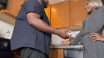 ebony Slut housewife gets fucked and cream-pied by the maintenance man