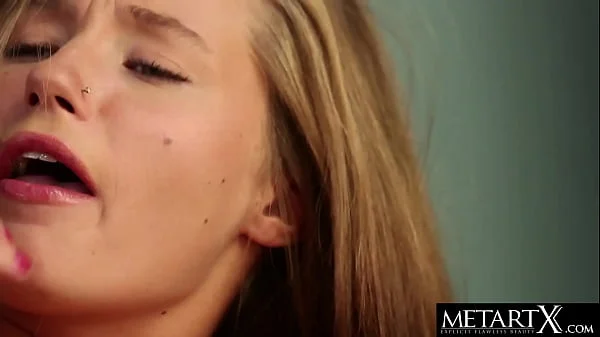 Stunning American model spreads wide and masturbates hard