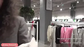 He saw me naked in the changing room. Jeny Smith goes shoping with her fan