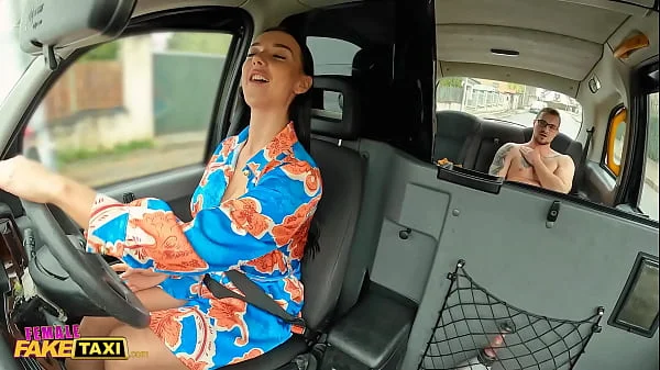 Female Fake Taxi Party guy given a sexual treat from a taxi driver with a really hot body