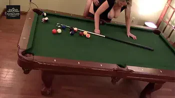 Hot MILF wife gets a hard handling on pool table. Huge tits rocking.