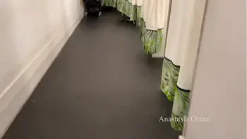 I lured a stranger into the fitting room to give him a blowjob. Sex in public store.