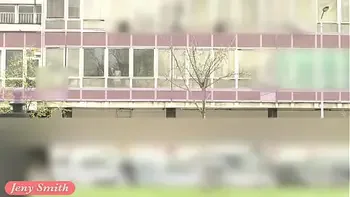 Jeny Smith teasing the strangers thru the window