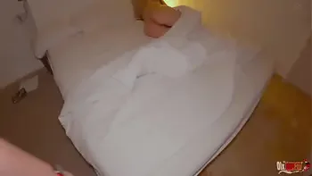 Hot stepmom gets stepson's dick when she stays in his bed. Fucked her pussy and cum in her mouth. Stepmom loves to swallow cum