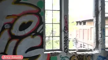 Jeny Smith exploring the warehouse naked