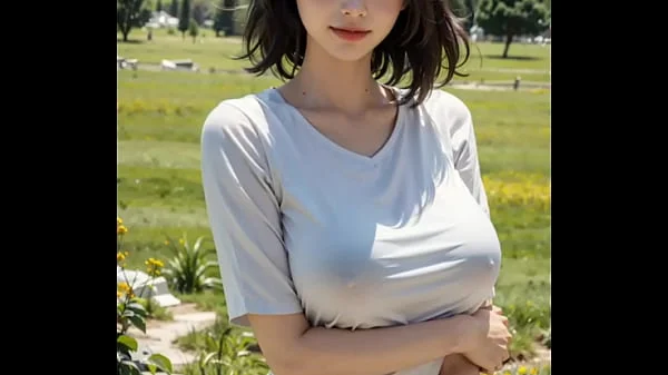 (3D ANIMATED HENTAI ASIAN MODEL) On the lawn with stepsister (with pussy masturbation ASMR sound!)