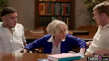 Double penetration of huge tits librarian MILF Dee Williams by two horny students