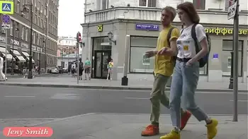 Jeny Smith walks in public with transparent shorts. Real flashing moments