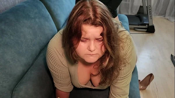 Cute Chubby 18 old Stepdaughter's wet red panties stained with cum after a hard fuck
