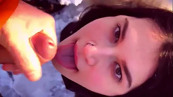 Risky sucking a stranger in a public park and swallowing hot cum