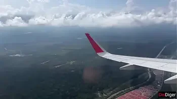 Risky public blowjob on a plane - we got caught!