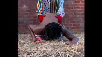 Gibby The Clown fucks ebony in a barn