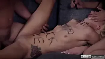 Couple dominate teen girl as punishment