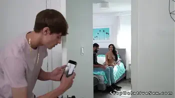 Stepson caught MILF stepmom cheating then fucked her