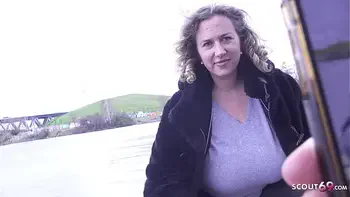 GERMAN SCOUT - Big natural Tits BBW Mature Kathy Deep Pickup for Casting Fuck