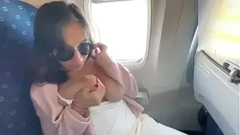 Sexy stewardess cummed hard on the plane toilet 10’000m alt when she flew on vacation with her lover