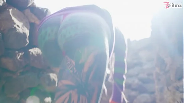Tattooed girl with pierced pussy gets ANAL fucked outdoors