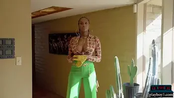 Huge natural tits Ebony playboy model Nyla shows off everything