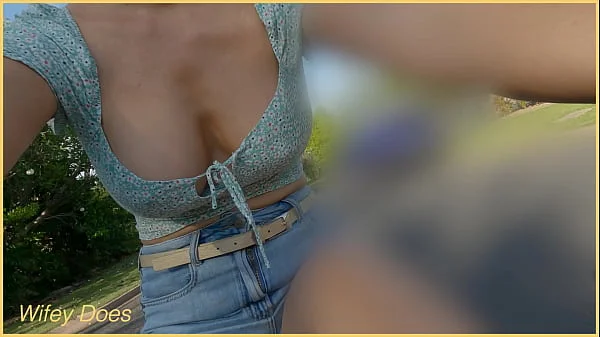 Wife flashes tits in bike ride in public streets