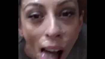 Candie Cross goes on her knees for a facial blowjob