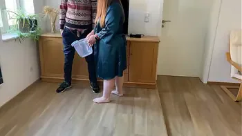 Mother in law sucks my dick and shows off her fat ass and hairy pussy