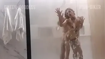 Erotic couple sex in the shower