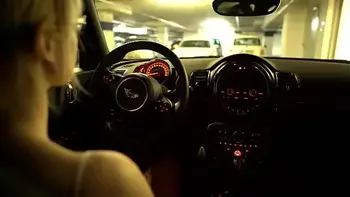 submissive woman with big natural breasts exposed in public