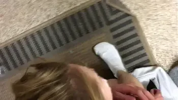 Skinny Employee fuckt on floor breakroom , BOSS gives her Double cumshot in eyes