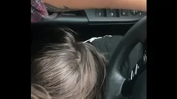 Lesbian bestfriend gets facefucked on car ride