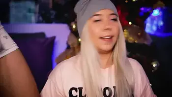 Blonde with a big body and angelic face puts her classmate's cock to the test, playing with his cock that is still in his boxer shorts