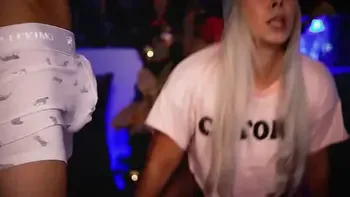 Horny blonde twerks and dances sensually on her friend's cock