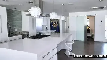 Katie Kush foster stepparents teaches her a lesson and takes her into a hot threesome sex