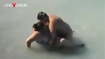 Beach Voyeur. Lucky guy caught BBW size mermaid in the sea