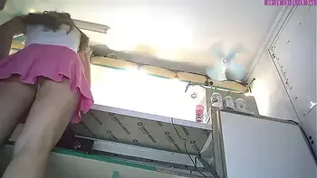 I told this dumb bitch to put on a short skirt as a hostess but she doesn't know about the hidden camera