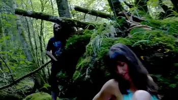 Wild threesome in the forest with a voyeur (Vaginal & Anal)