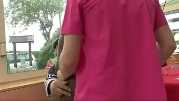 Back girl in threesome with Papy Voyeur