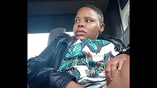 Chubby bitch playing with her pussy in a public taxi