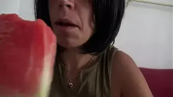 Horny French Amateur Milf Wats Juicy Watermelon