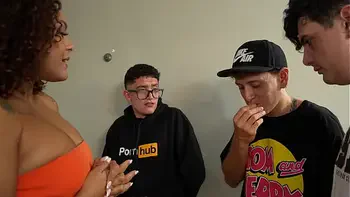 Nerd guys fuck their LATINA boss with a GIANT ass and fill her pussy and face with cum