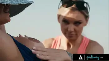GIRLSWAY - Sunbathing Desiree Dulce Mistakes Horny Lesbian Neighbor MILF Kenzie Taylor For Husband