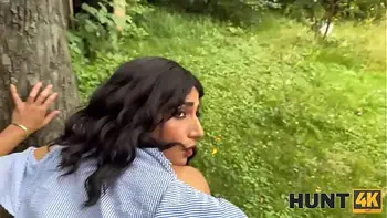 HUNT4K. Naughty chick fucked a stranger in front of her family