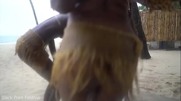 3 African tribe witches doing a dancing ritual for making rain