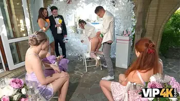 VIP4K. Bride was having a wild sex with a toastmaster while the Groom was watching