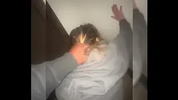 Cuck submits to master while his girl gets fucked in bathroom