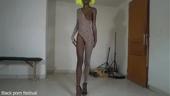 Her skinny ebony body and tits are perfect and she is also goofy