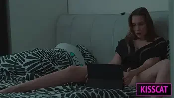 Step mom and Step son Watch Porn, Masturbate to Creampie Bliss in Share Bed Hotel Vacation