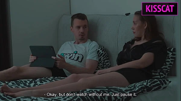 Step mom and Step son Watch Porn, Masturbate to Creampie Bliss in Share Bed Hotel Vacation