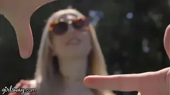 GIRLSWAY Hot Jogger Caught Babes in Woods & Joins for Threesome